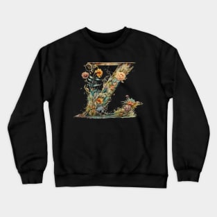 Floral Garden Watercolor Monogram Letter Z Crewneck Sweatshirt